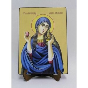 Освященная икона на дереве ручной работы - Мария Магдалина, святая, 15х20х1,8 см, арт Ид25433