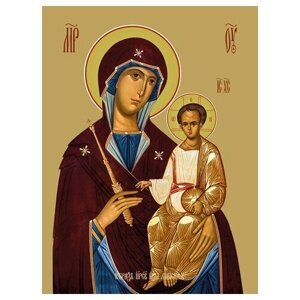 Освященная икона на дереве ручной работы - Минская икона божьей матери, 15x20x3,0 см, арт Ид3537
