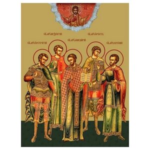 Освященная икона на дереве ручной работы - Мученики Севастийские, 15x20x3,0 см, арт Ид5013