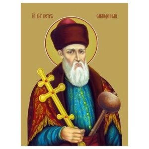 Освященная икона на дереве ручной работы - Петр Сагайдачный, святой, 9x12x3 см, арт Ид4167