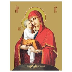 Освященная икона на дереве ручной работы - Почаевская икона божьей матери, 15х20х1,8 см, арт Ид3627