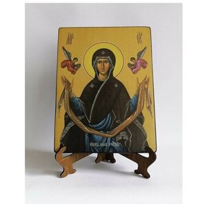 Освященная икона на дереве ручной работы - Пояс Пресвятой Богородицы, 15x20x3,0 см, арт Ид3636