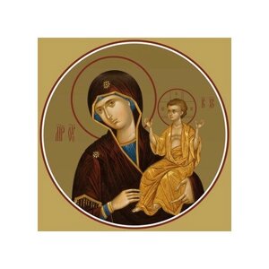 Освященная икона на дереве ручной работы - Пресвятая Богородица, 15х20х1,8 см, арт Ид4535