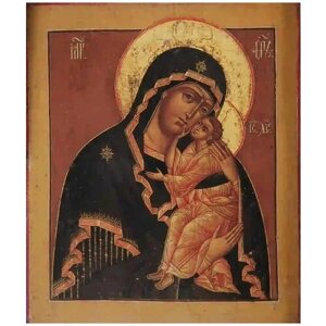 Освященная икона на дереве ручной работы - Пресвятая Богородица Ярославская, 15x20х1,8 см, арт А7254