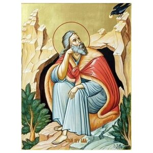 Освященная икона на дереве ручной работы - Пророк Илья, 15х20х3,0 см, арт И9053