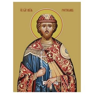 Освященная икона на дереве ручной работы - Ростислав, святой князь, 15x20x3,0 см, арт Ид4180