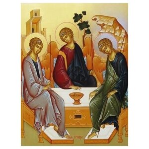 Освященная икона на дереве ручной работы - Святая Троица, 15х20х1,8 см, арт И8741