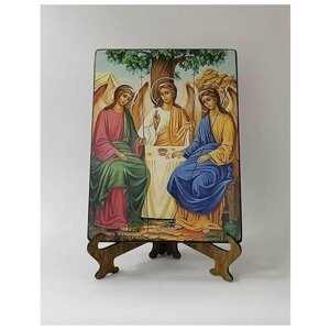 Освященная икона на дереве ручной работы - Святая Троица, 15х20х3,0 см, арт И8738