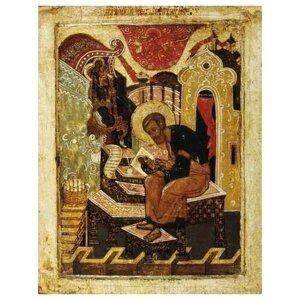 Освященная икона на дереве ручной работы - Святой Лука, пишущий икону. XVI в, 15х20х1,8 см, арт А533
