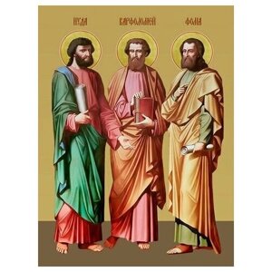 Освященная икона на дереве ручной работы - Святые апостолы, 15х20х3,0 см, арт И7553