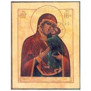 Освященная икона на дереве ручной работы - Толгская Богородица, 15х20х1,8 см, арт А6922