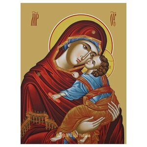 Освященная икона на дереве ручной работы - Толгская икона божьей матери, 15х20х1,8 см, арт Ид3338
