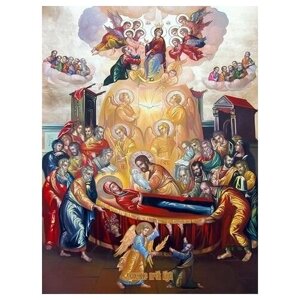 Освященная икона на дереве ручной работы - Успение Богородицы, 15х20х1,8 см, арт И8764
