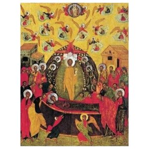 Освященная икона на дереве ручной работы - Успение Пресвятой Богородицы, 15х20х1,8 см, арт А693