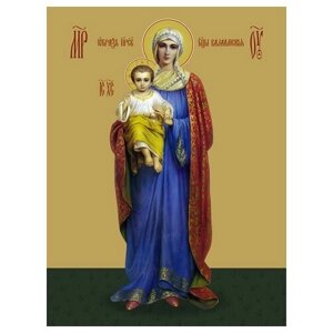 Освященная икона на дереве ручной работы - Валаамская икона божьей матери, 15х20х1,8 см, арт Ид3391