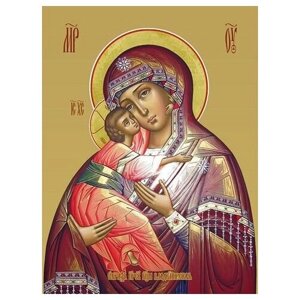 Освященная икона на дереве ручной работы - Владимирская икона божьей матери, 15х20х1,8 см, арт И7679