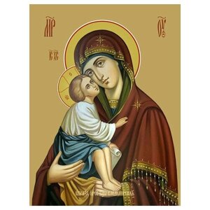 Освященная икона на дереве ручной работы - Владимирская икона божьей матери, 15х20х1,8 см, арт Ид3407