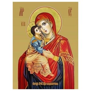 Освященная икона на дереве ручной работы - Владимирская икона божьей матери, 15х20х3,0 см, арт И7672