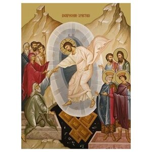 Освященная икона на дереве ручной работы - Воскресение Христа, 15х20х3,0 см, арт Ид4685