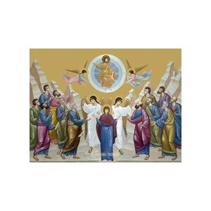 Освященная икона на дереве ручной работы - Вознесение Господне, 15x20x3,0 см, арт Ид5301