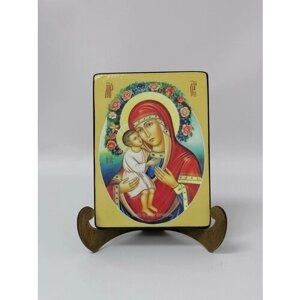 Освященная икона на дереве ручной работы - Жировицкая икона божьей матери, 15х20х3,0 см, арт Ид3460