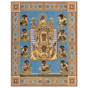 Освященная икона на дереве ручной работы - Знамение, 15х20х1,8 см, арт Ик19249
