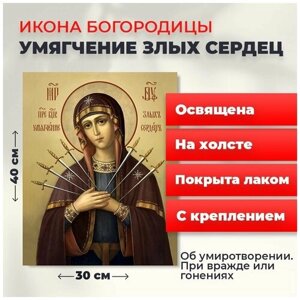 Освященная икона на холсте "Богородица Умягчение злых сердец", 30*40 см