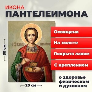 Освященная икона на холсте "Великомученик Пантелеимон", 20*30 см