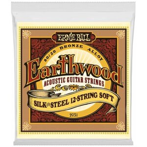 P02051 Earthwood Silk & Steel Soft Струны для акустической 12-ст. гитары, сталь+шелк 9-46, Ernie Ball