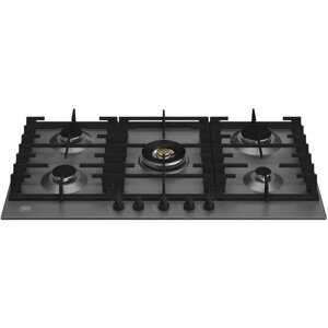 P905CMODNE Встраиваемая газовая варочная панель Bertazzoni, конфорка dual wok в центре, 90 см Черный матовый