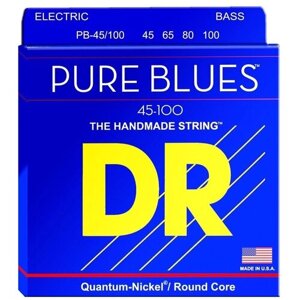 PB-45/100 Pure Blues Комплект струн для бас-гитары, никель, Medium - Light, 45-100, DR