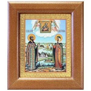Петр и Феврония с Муромской иконой Божией Матери, рамка 14,5*16,5 см