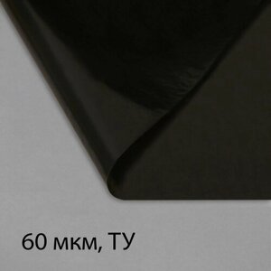 Плёнка полиэтиленовая, техническая, 60 мкм, чёрная, длина 10 м, ширина 3 м, рукав (1.5 2 м), Эконом 50%