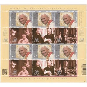 Почтовые марки Польша 2020г. 100-летие со дня рождения Иоанна Павла II" Религия, Папа римский MNH