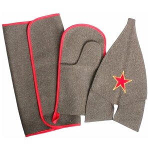 Подарки Набор для бани "Будёновский" из сукна (шапка, коврик, рукавица)