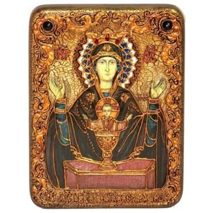 Подарочная икона Божией матери Неупиваемая чаша на мореном дубе 15*20см 999-RTI-226-2m