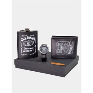Подарочный набор для мужчин: часы мужские, портмоне кошелек, фляжка