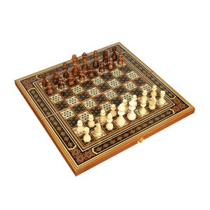 Подарочный набор игр шахматы, нарды, шашки с доской Восточная мозаика KSVA-SA-SH-038