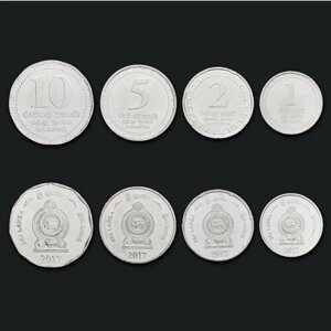 Подарочный набор монет Шри-ланки, 4 шт, состояние AU (из банковского мешка)