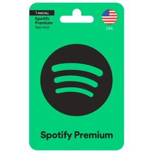 Подписка Spotify Premium на 1 месяц / Код активации Спотифай Премиум / Подарочная карта / Gift Card (США)