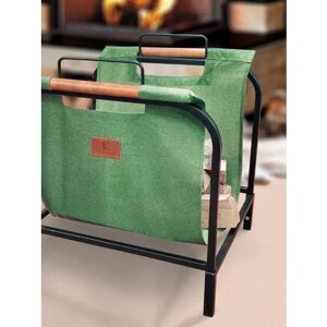 Подставка для дров с сумкой-переноской цвет Зеленый (с огнеупорной пропиткой) Веселый трубочист