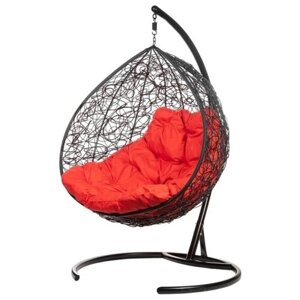 Подвесное кресло кокон двухместное Bigarden «Gemini promo» black (красная подушка)