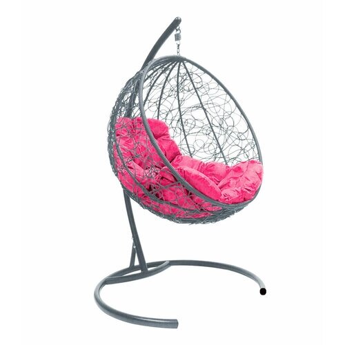 Подвесное кресло "Круг" Серое с розовой подушкой M-Group