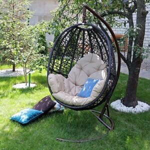 Подвесное кресло Лаурель для отдыха, Уличное кресло с матрасом, плетеный кокон, Мебель для сада и дачи MALACCA, Россия, искусственный ротанг