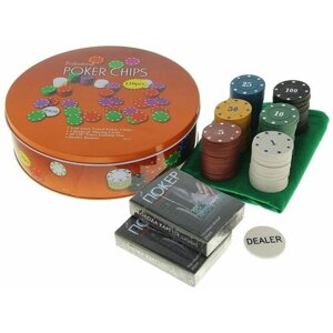 Покер, набор для игры (карты 2 колоды, фишки 120 шт.)