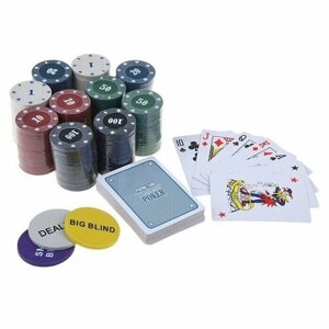 Покер, набор для игры (карты 2 колоды , фишки с номин. 200 шт, сукно 60x90 см)