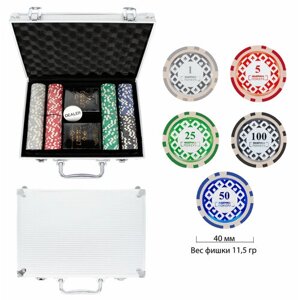 Покерный набор Фабрика Покера: 200 фишек для покера с номиналом в серебристом кейсе