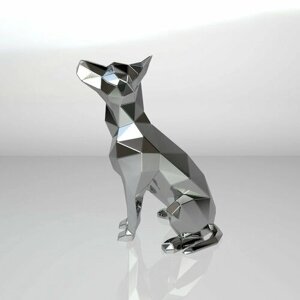 Полигональная фигура австралийской собаки келпи, геометрический полигональный металлический декор интерьера