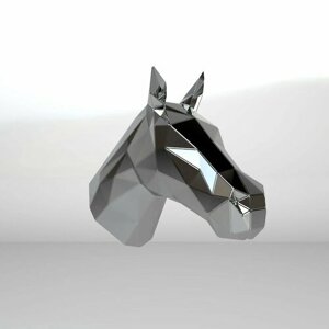 Полигональная фигура бюст Лошади, геометрический полигональный металлический декор интерьера