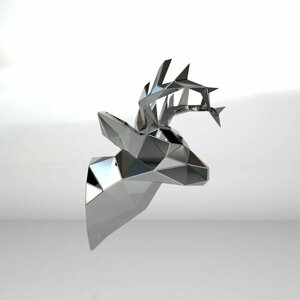 Полигональная фигура Бюст Оленя, геометрический полигональный металлический декор интерьера